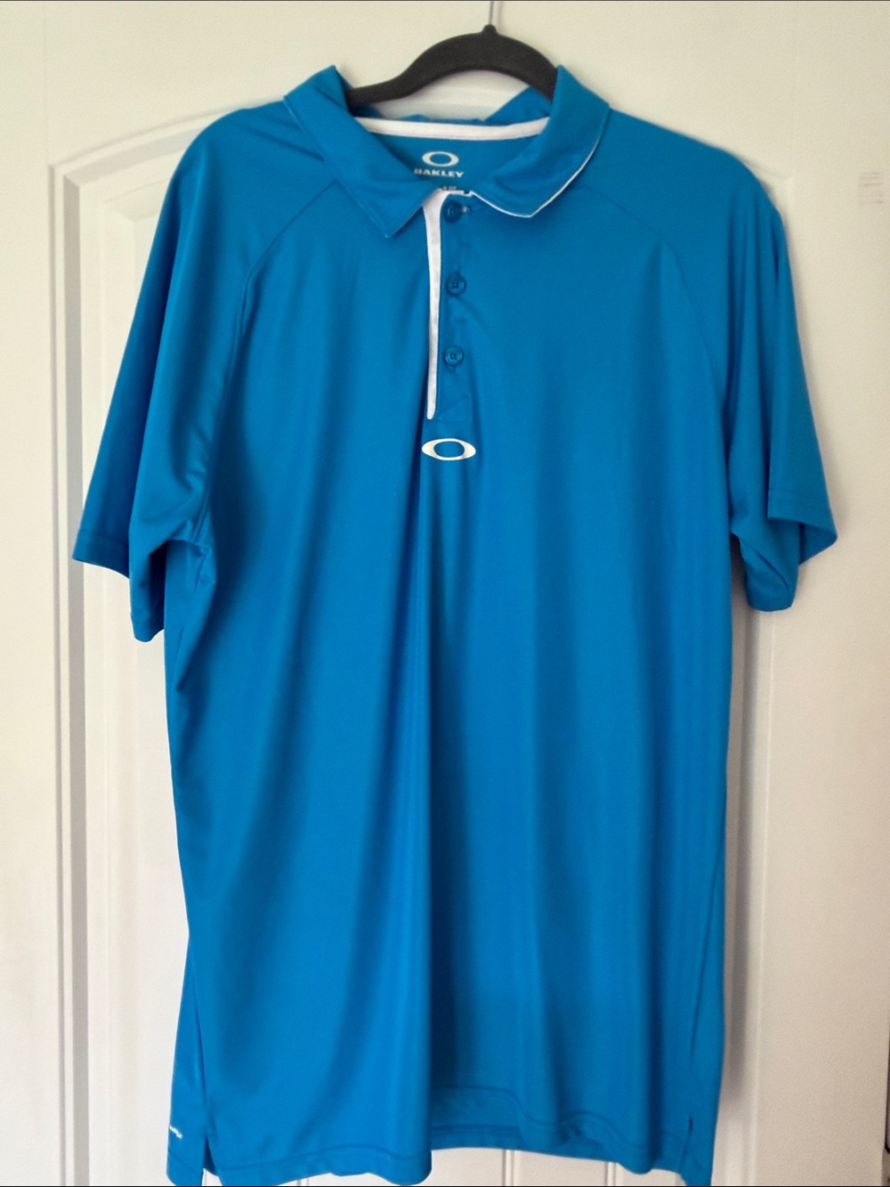 Oakley Men’s Bright Blue Performance Polo with White Trim